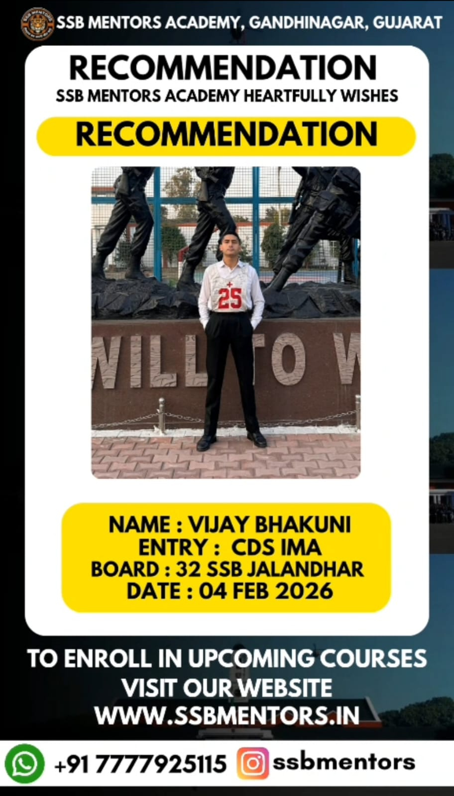 SSB Mentors training environment Gandhinagar