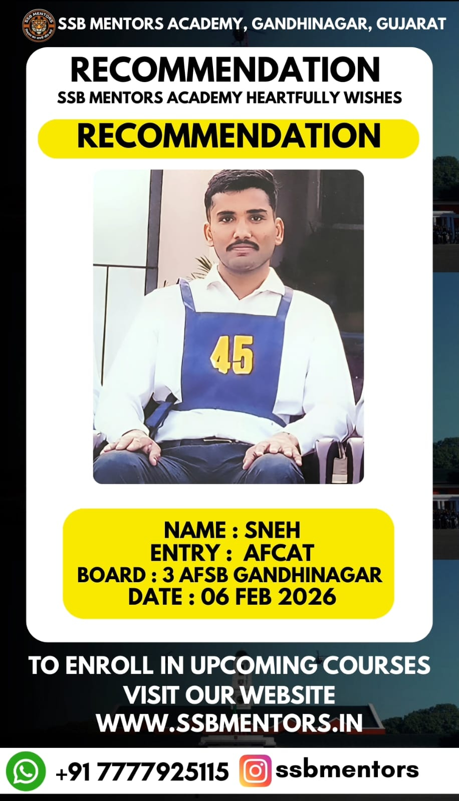 SSB Mentors training environment Gandhinagar