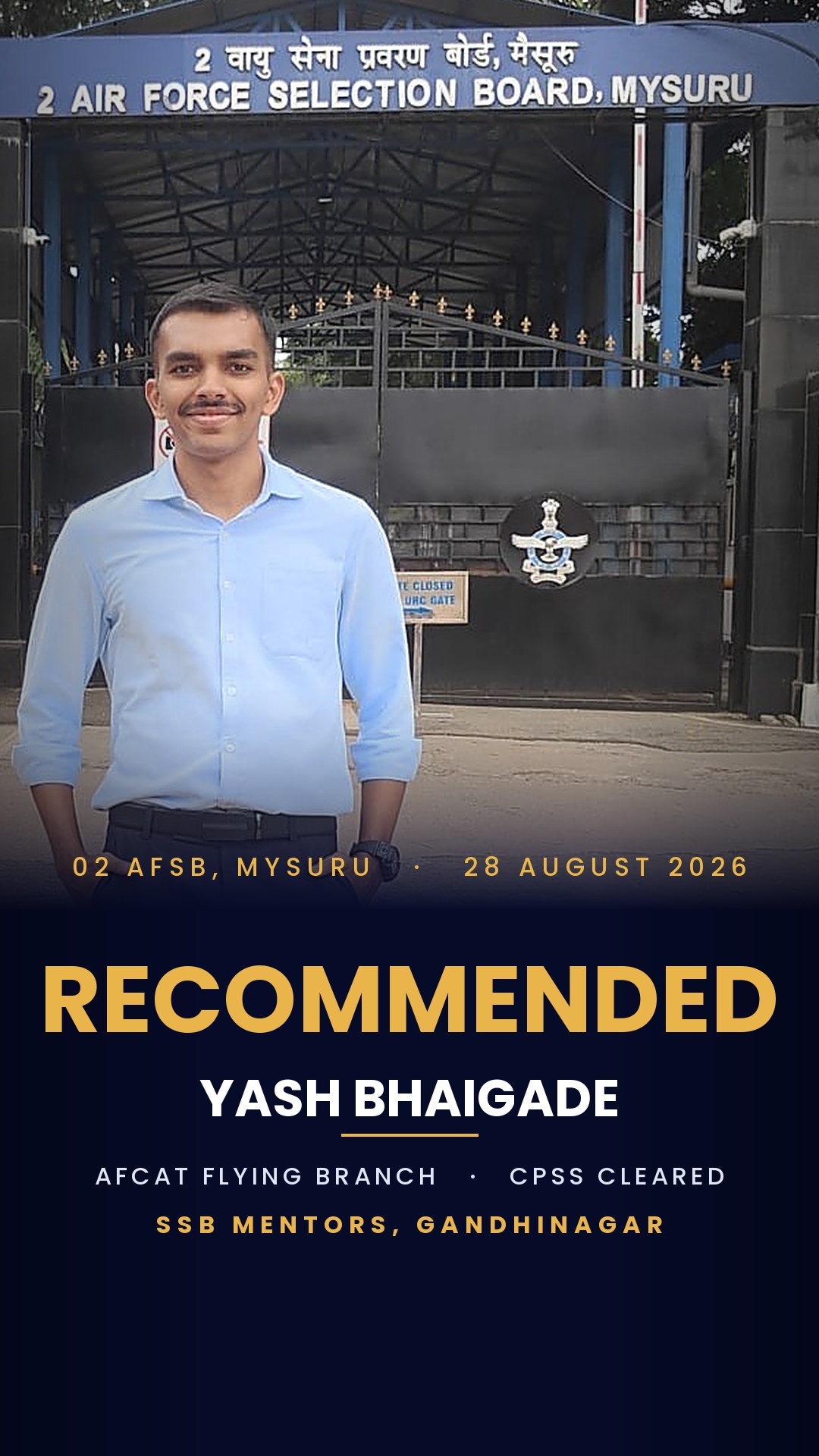 SSB Mentors recommended candidate success story